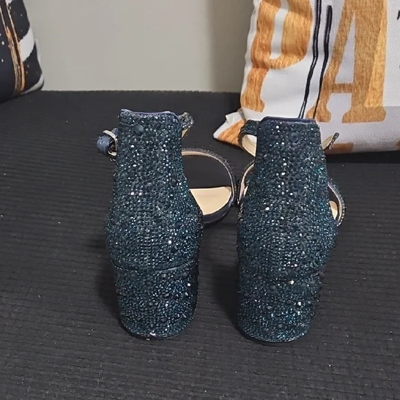 Betsey Johnson Navy and Teal Beaded Heels - Picture 4 of 5